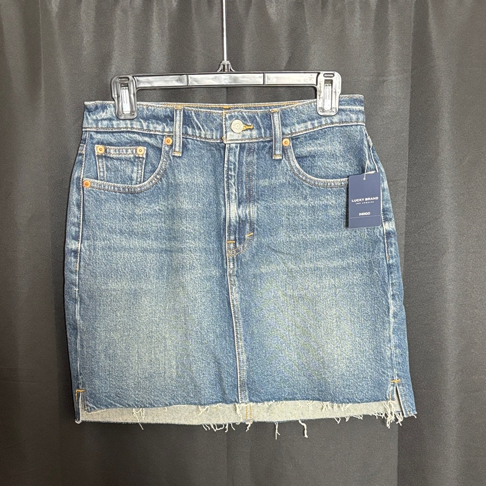 Lucky Brand Denim Mini Skirt with Frayed Hem